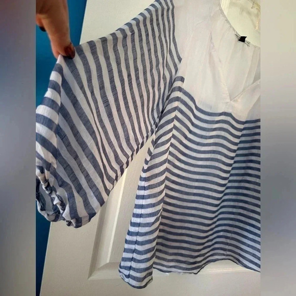 Lifestyle Attitude sheer blue and white striped blouse - Picture 8 of 8